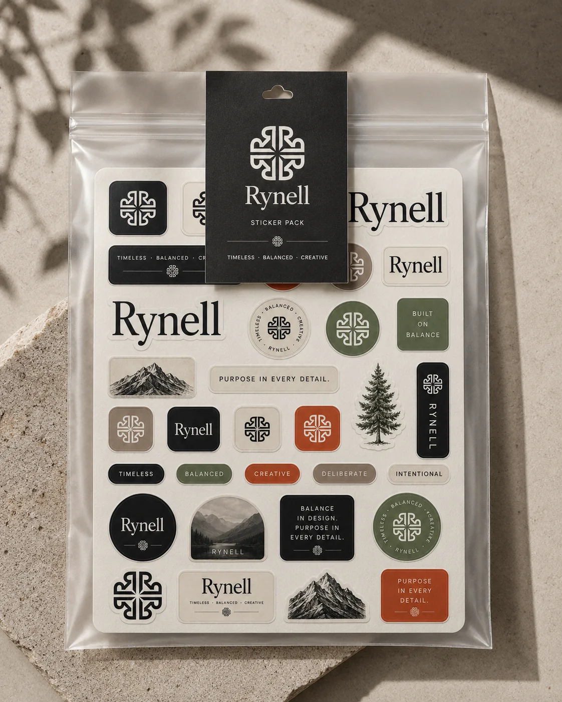 Rynell sticker pack in clear packaging