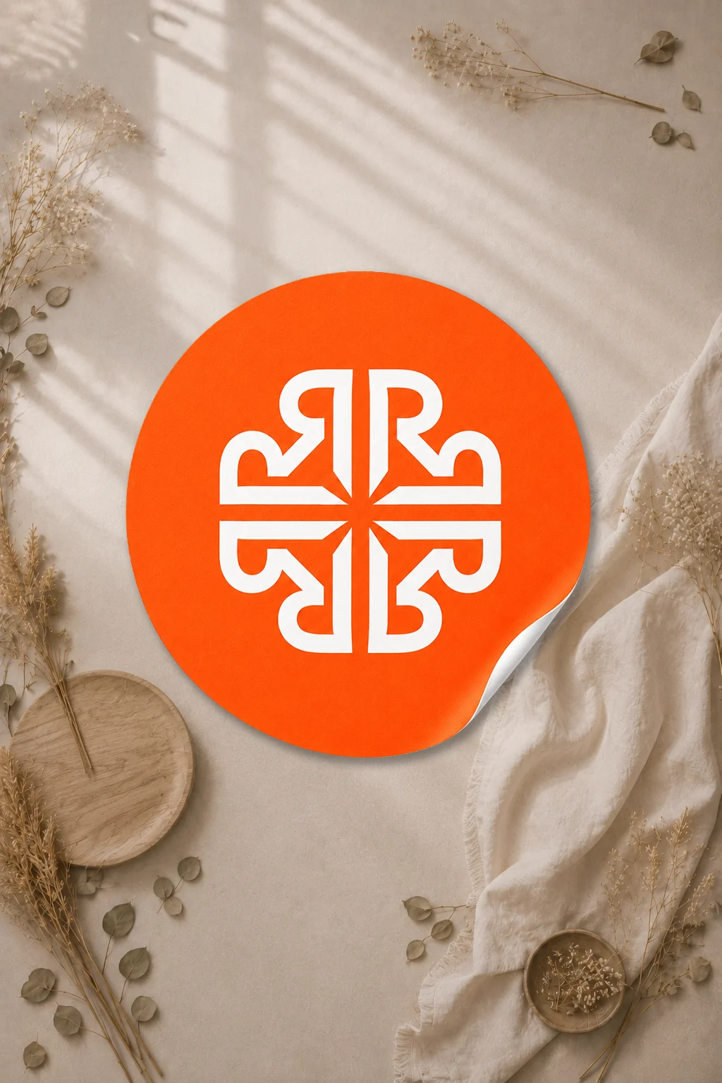 Ember Ignite Rynell monogram sticker in a botanical setting