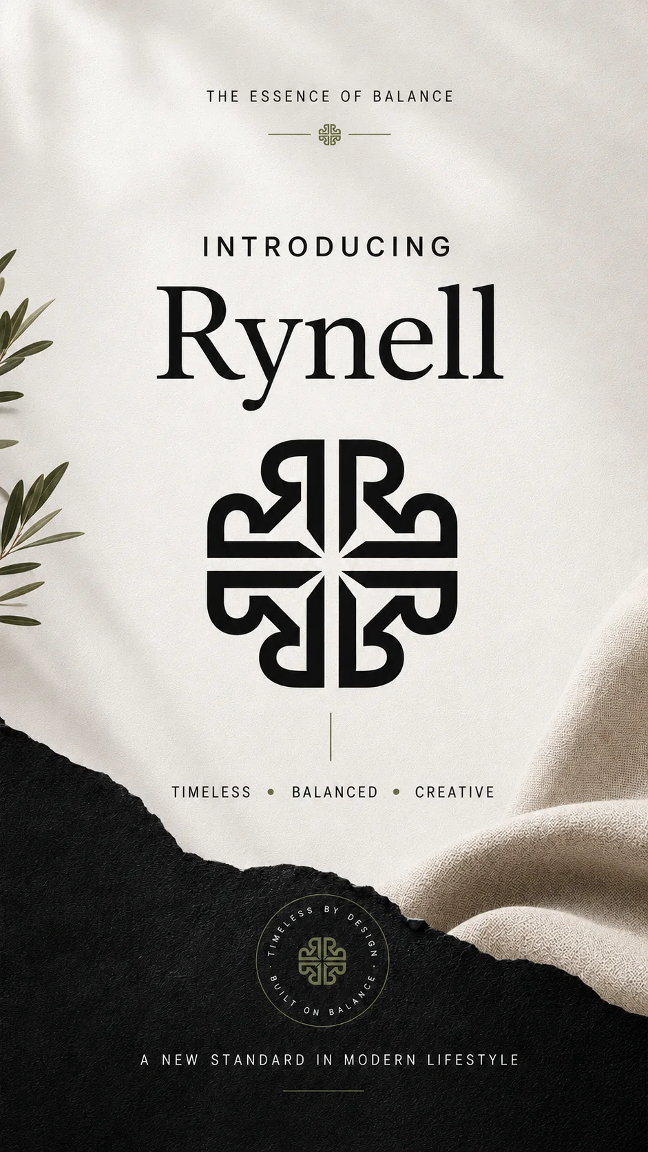 Introducing Rynell. The essence of balance. Timeless, balanced, creative.